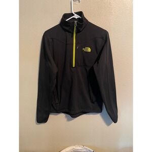 The North Face Men's S, 1/4 Zip Pullover Softshell Jacket Black Yellow